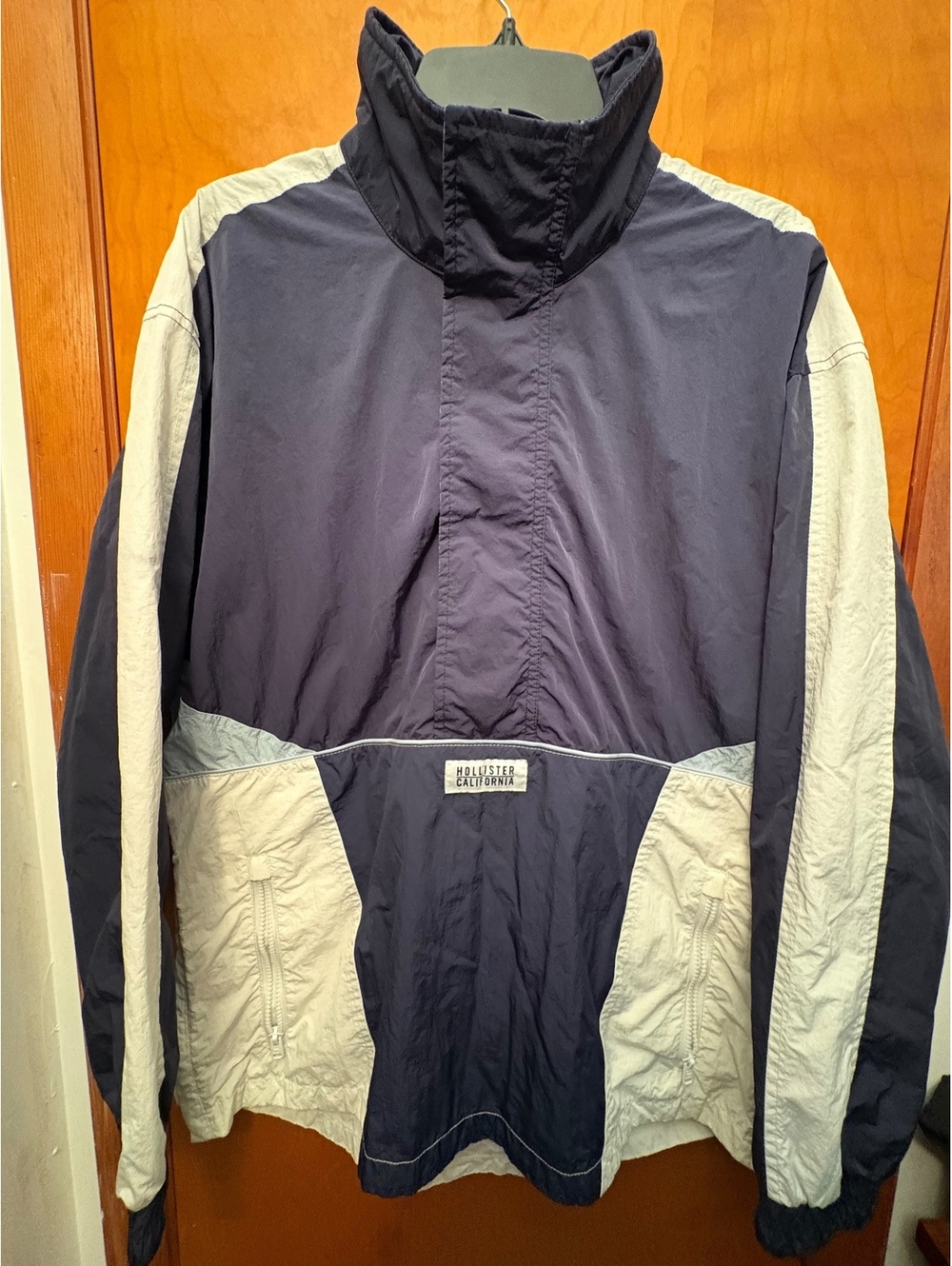 Hollister California Colorblock Windbreaker Jacket Men’s Large Navy Gray